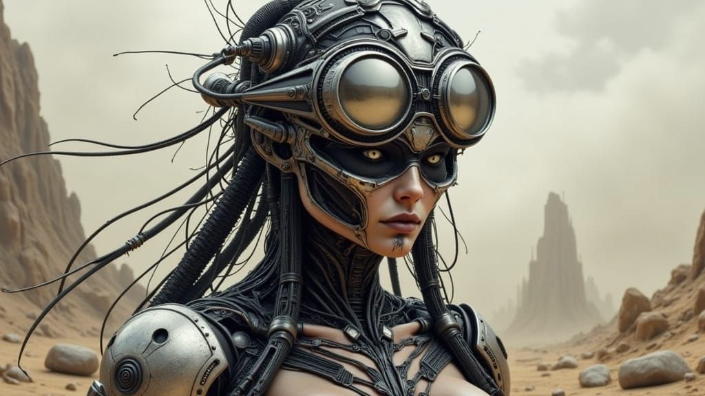 Cyborg Warrior in Cyberpunk Wasteland