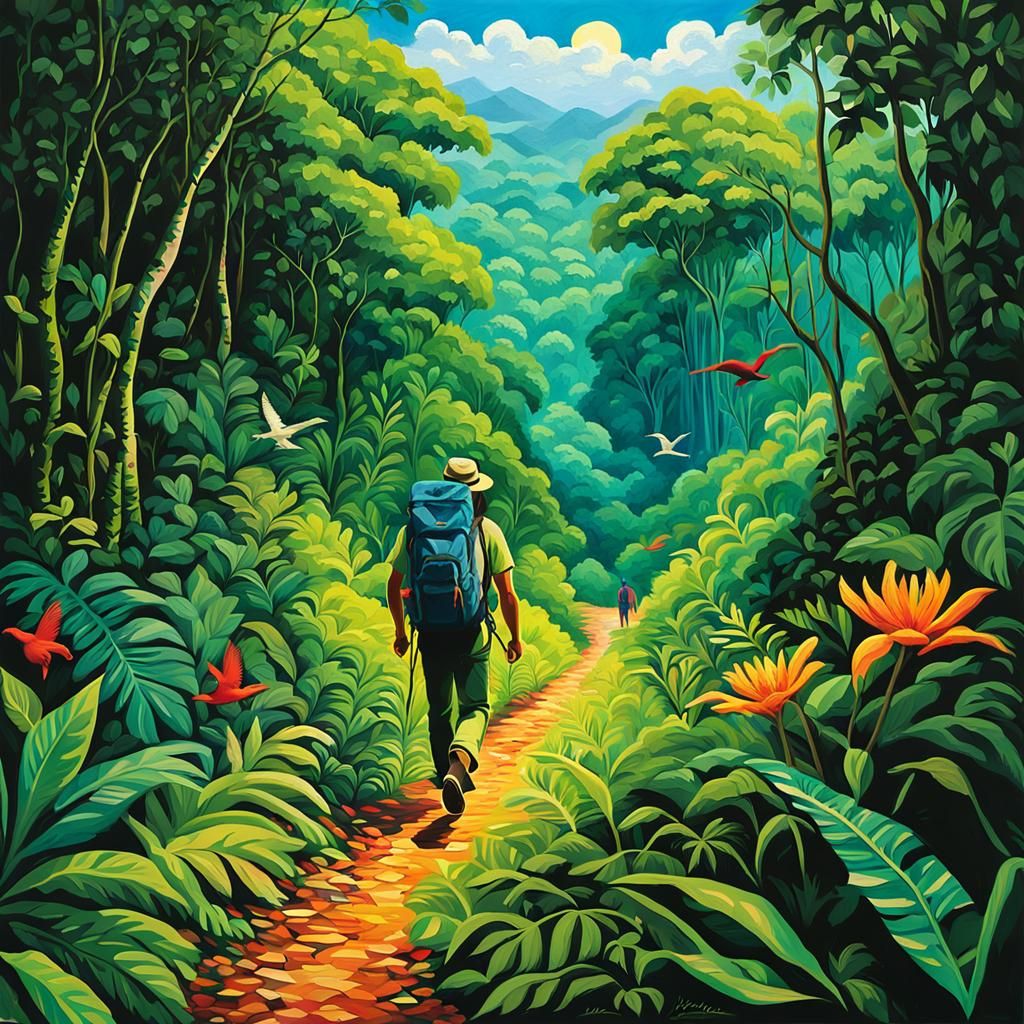 Lush Amazon Jungle Trek in Rousseau Style