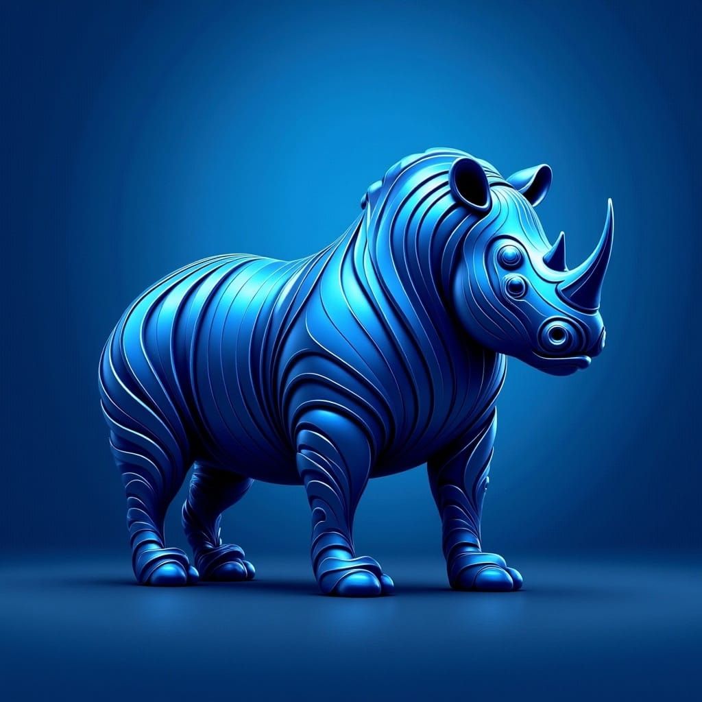 Charging Rhino in Complementary Blues