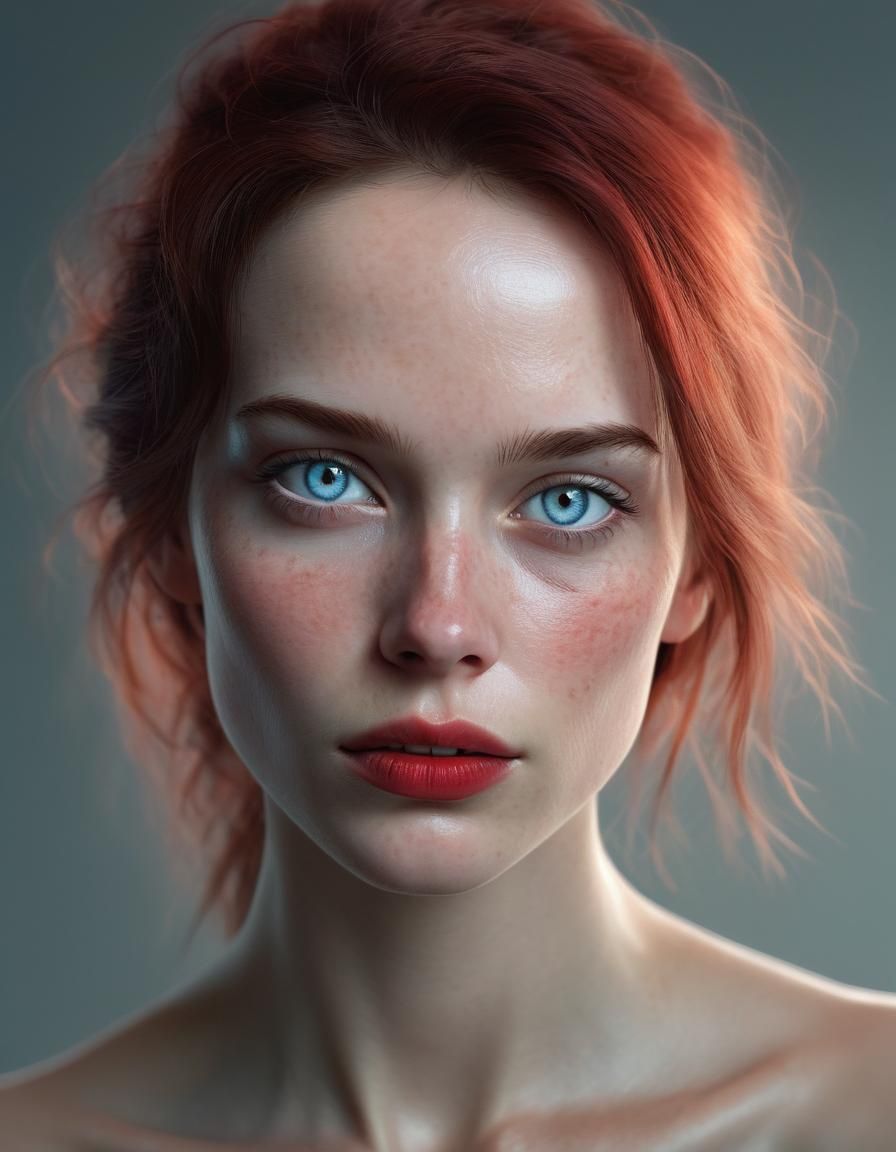 Cybernetic Woman Portrait with Digital Code Overlay