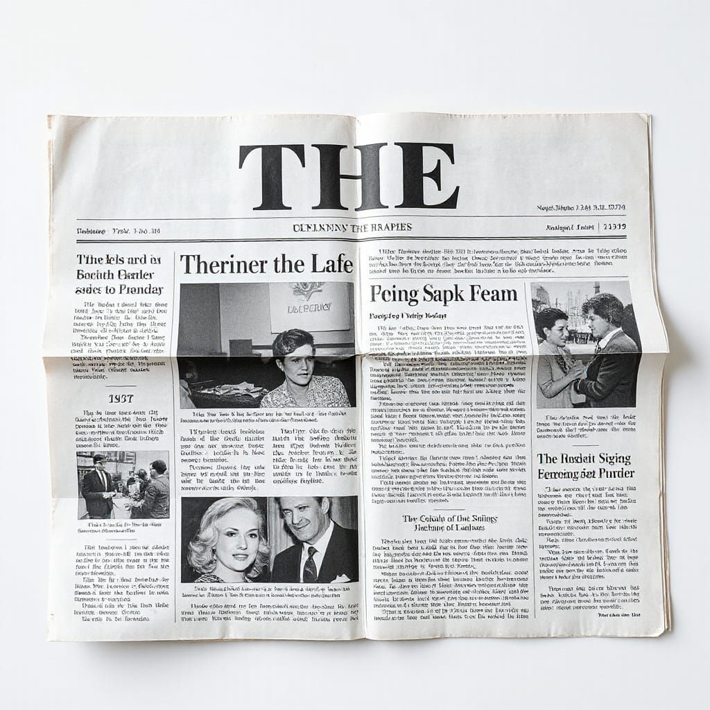 Surreal Newspaper with Distorted Colored Photos