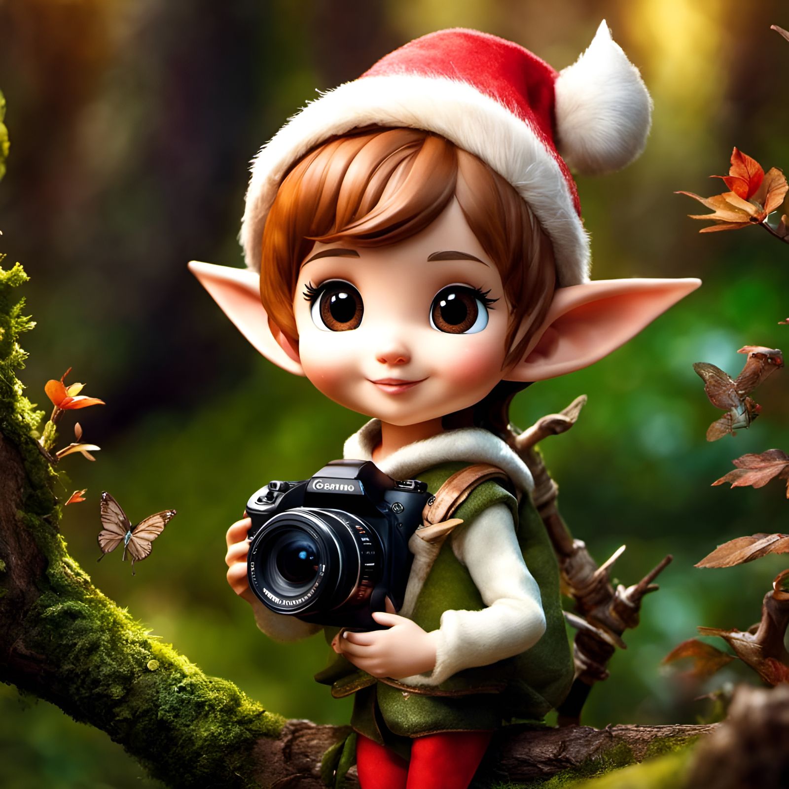 Chibi Elf Selfie: Whimsical Woodland Portrait
