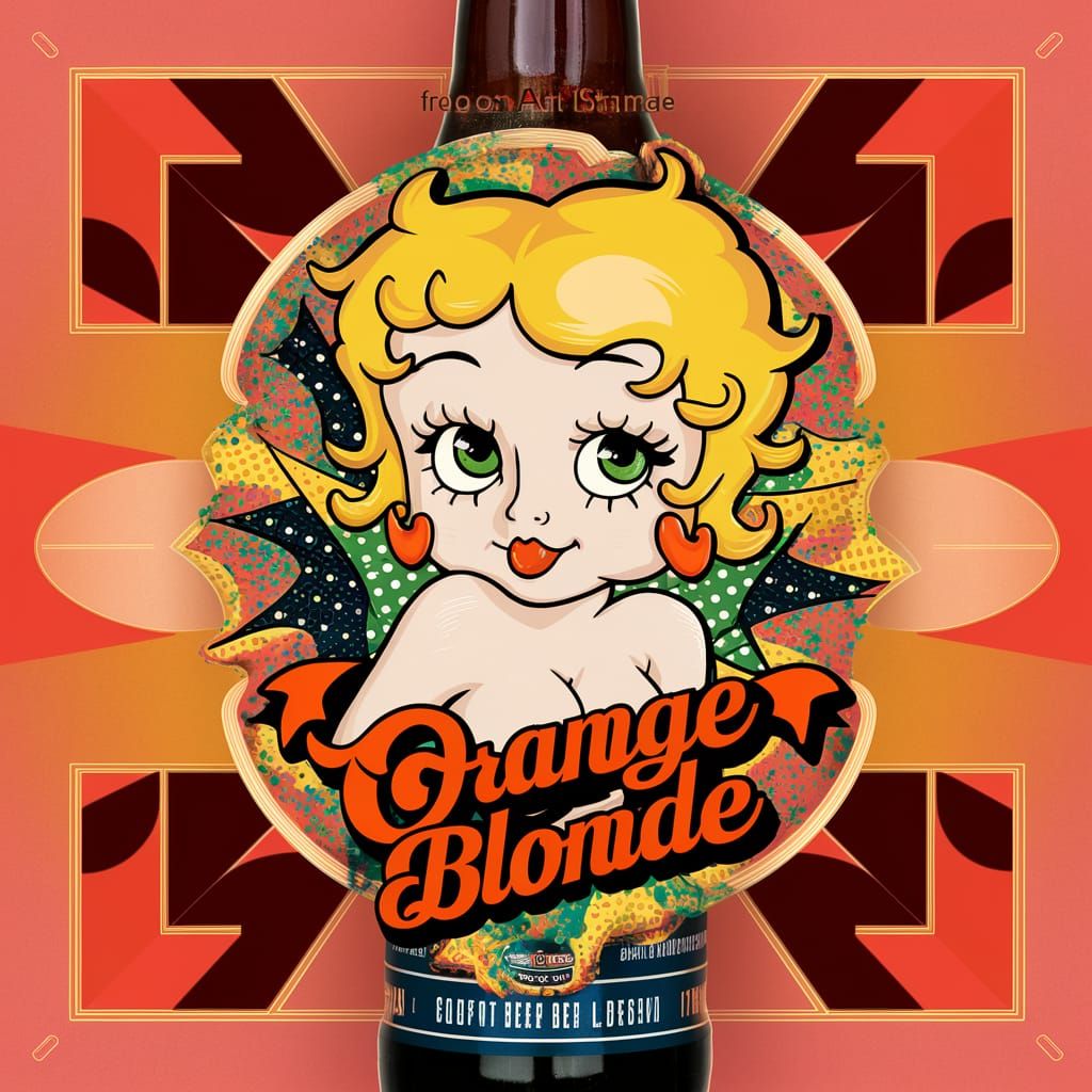 Retro-Inspired Craft Beer Label Featuring Whimsical Blonde W...