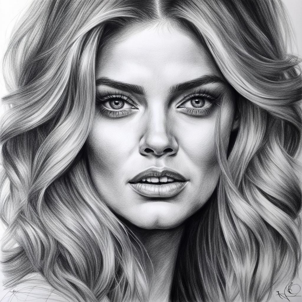 Hyperdetailed Charcoal Portrait of Samara Weaving