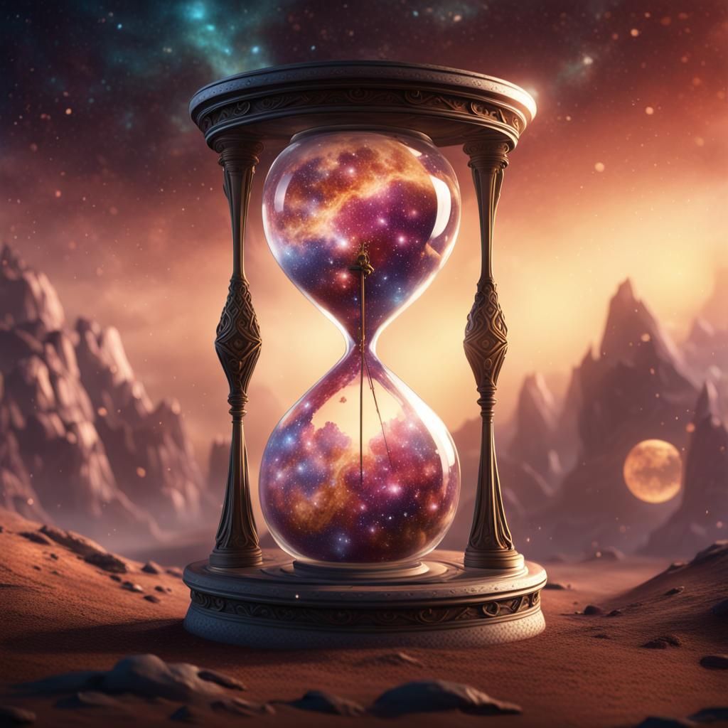 Cosmic Hourglass: Infinite Time in Detailed Digital Art