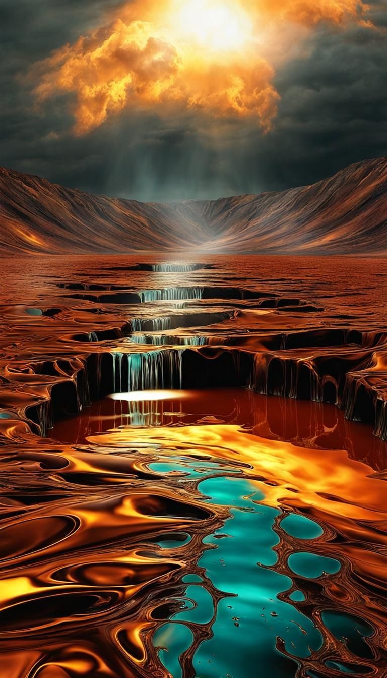 Melting Muslinpunk: Iridescent Surrealscape in Expressive Ar...