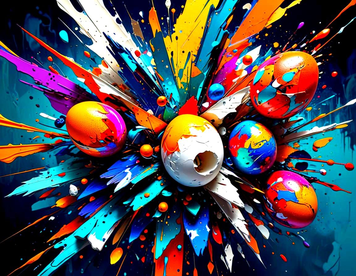 Abstract Egg Designs in Vibrant Iridescent Hues