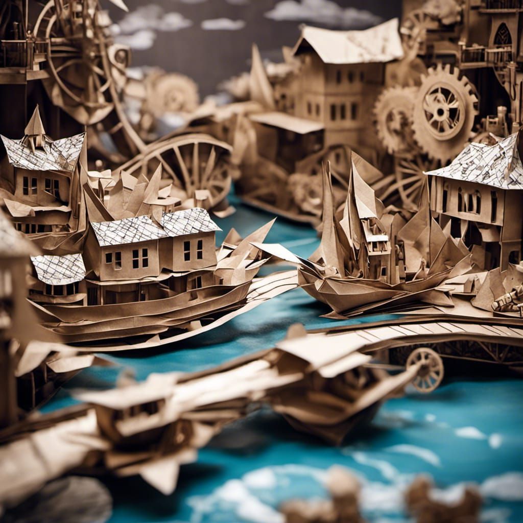 Origami Steampunk Engine City