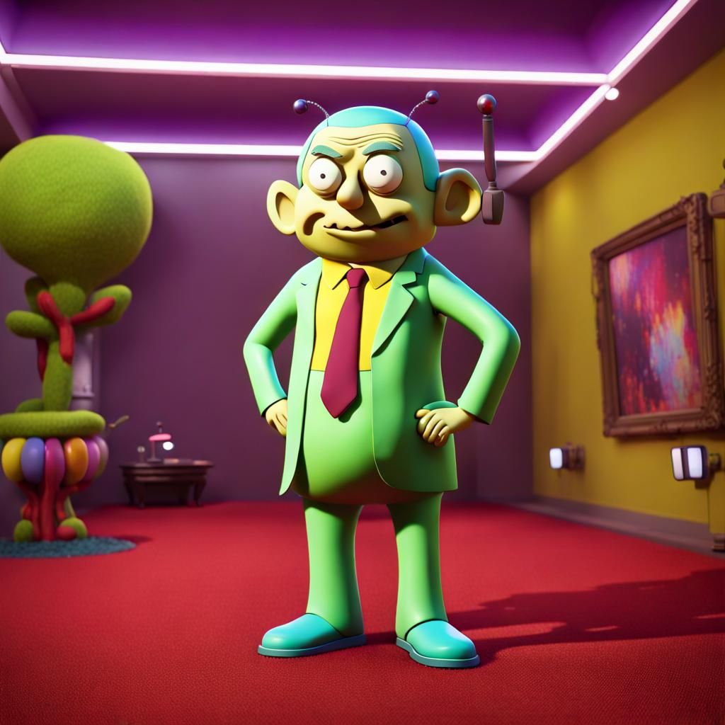 Mr. Bean as Teletubby in Rick and Morty Style