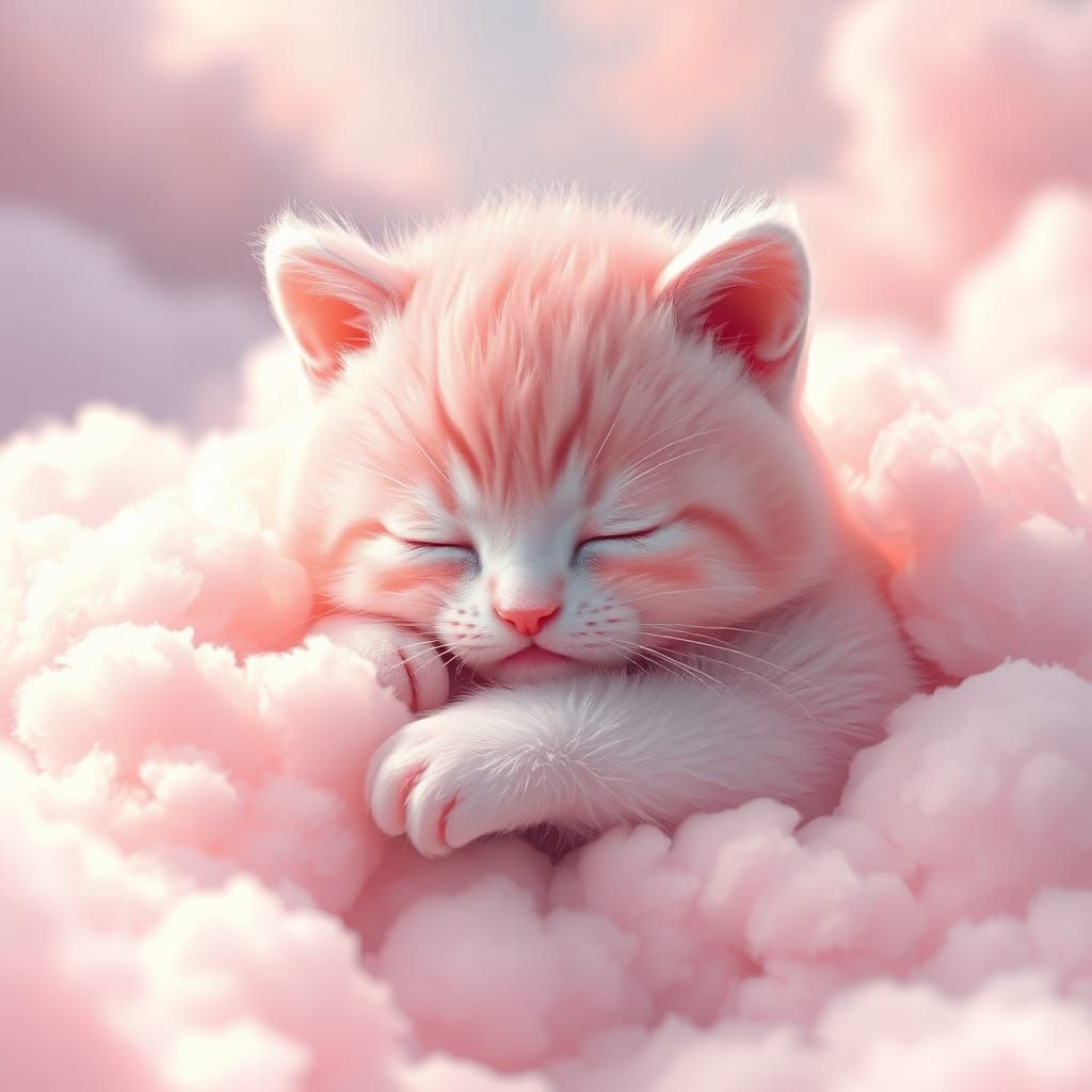 Adorable Cloud Kitten in Serene Pastel Hues