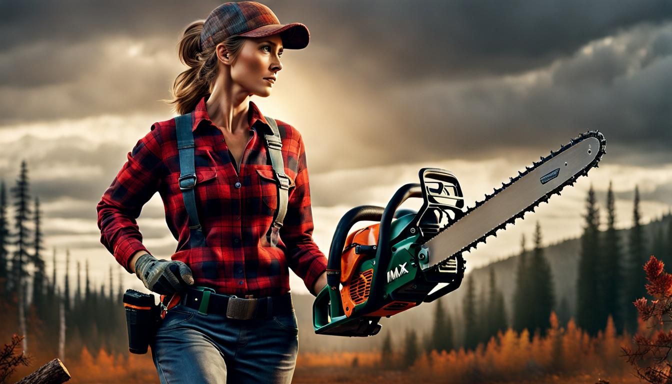 Photorealistic Lumberjack with Chainsaw in Detailed Render