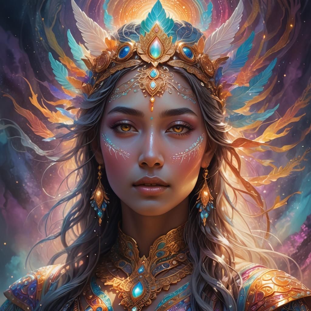 Ethereal Goddess Awakening in a Misty Realm