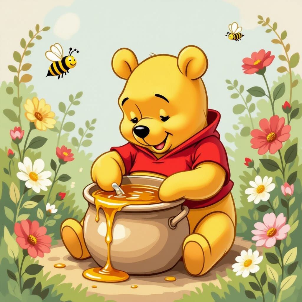 Winnie the Pooh's Honey Bath, Beatrix Potter Style