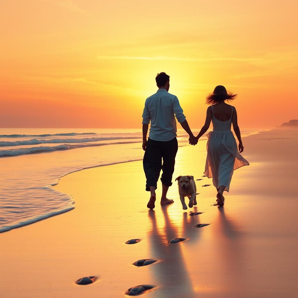 Beach Sunset Silhouette in Holographic Astral Style