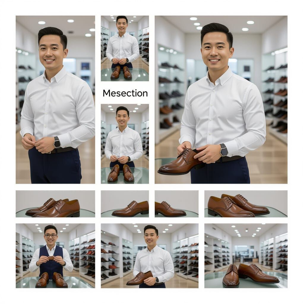 Man Admiring New Shoes in Store Portrait