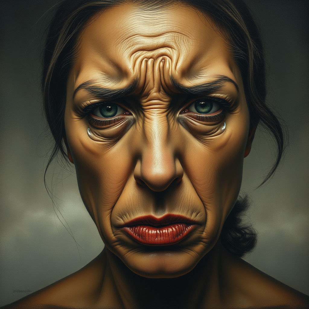 Expressive Portrait of Woman with Intense Emotions