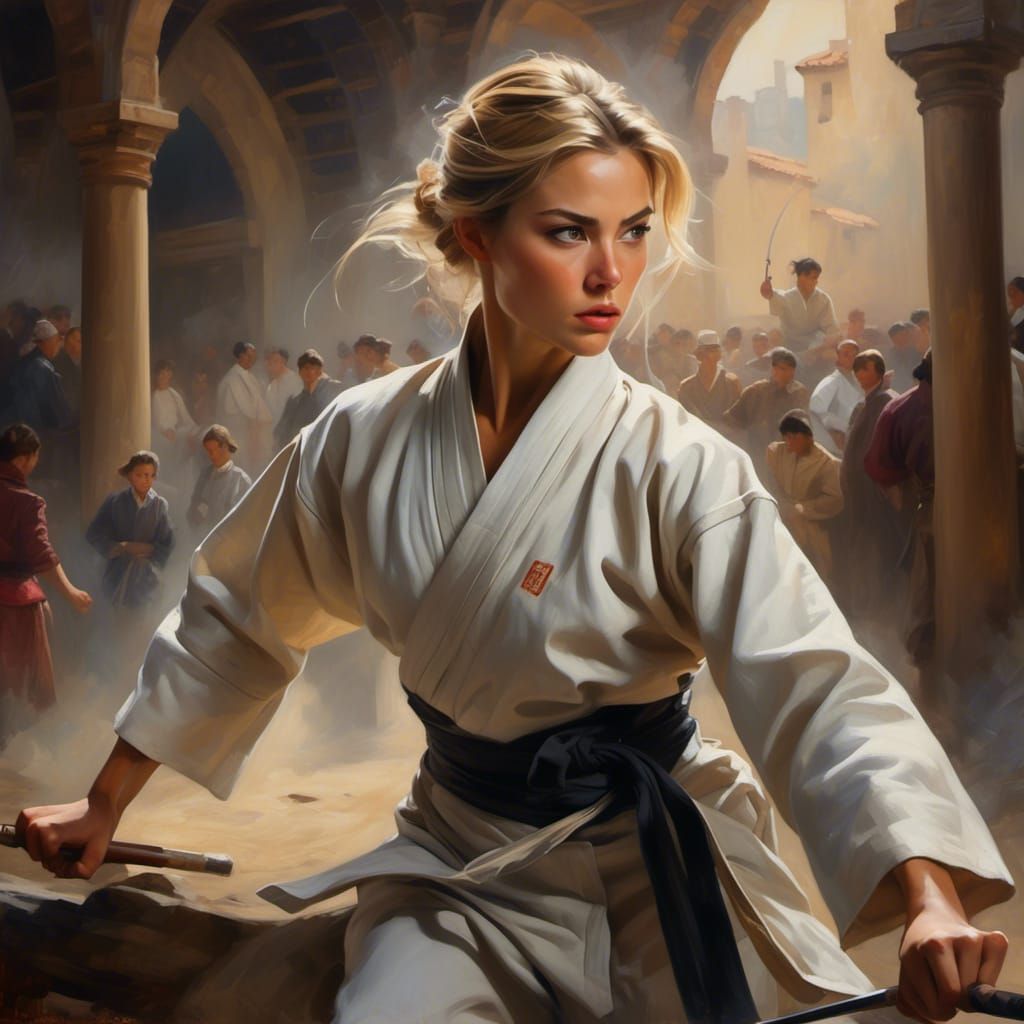 Epic Aikido Warrior in Intense Focus