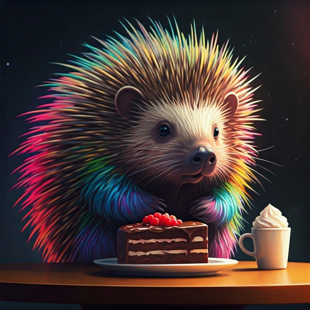 Rainbow Porcupine's Galactic Cafe Treat: Gouache Style