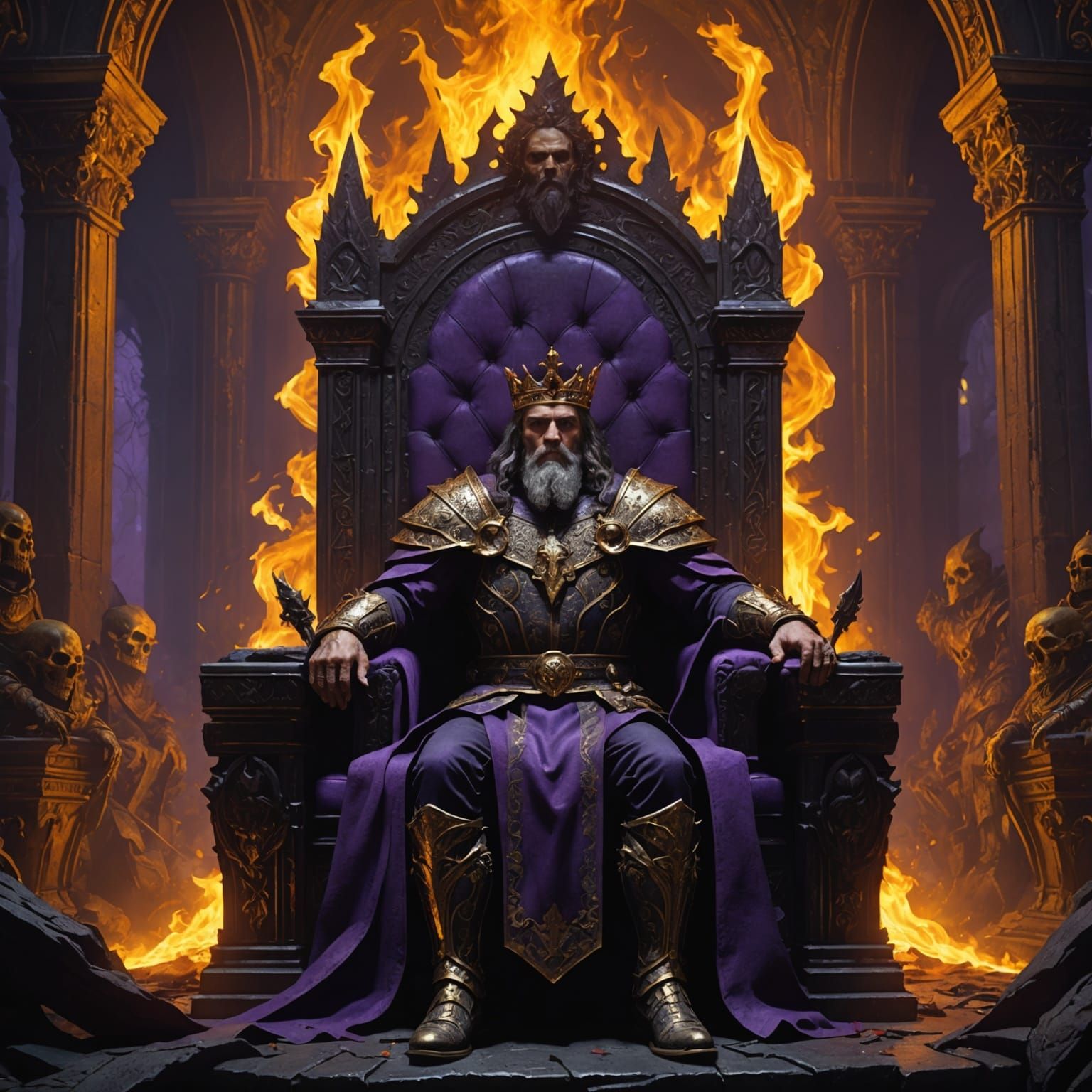 King on a Throne in Hell: Dark Fantasy Art
