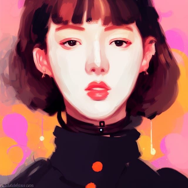Badass K-Pop Girl in Impressionistic Digital Painting