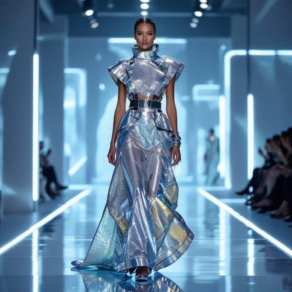 Futuristic Apparel Design on Runway in Haute Couture Style