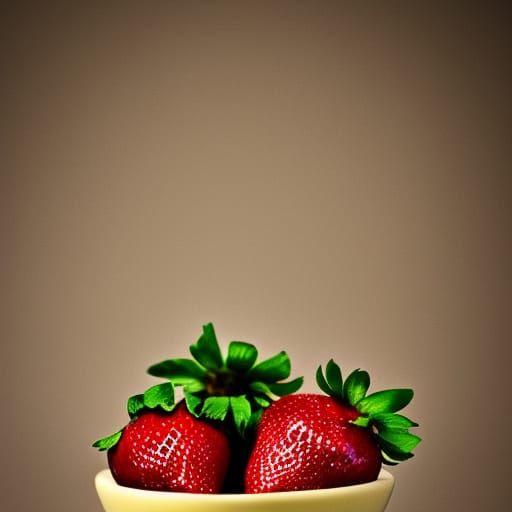 Porcelain Strawberries and Bananas Still Life