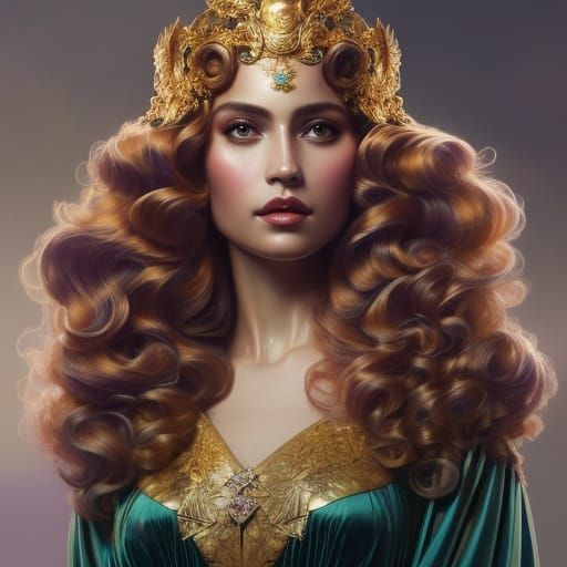 Golden Goddess in Vibrant Iridescent Splendor