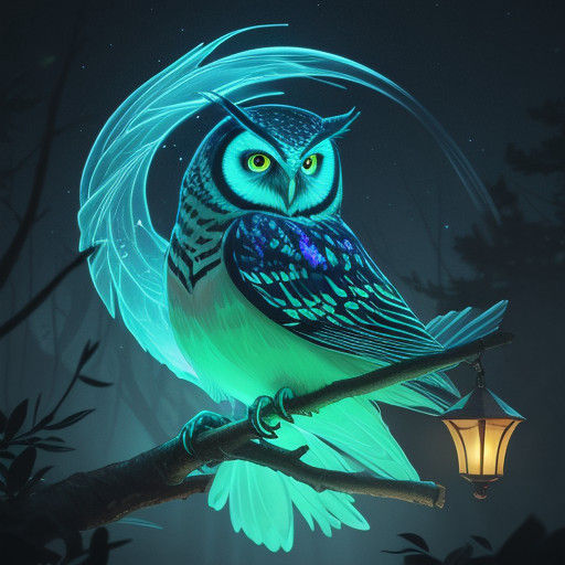 Ethereal Fantasy Owl Illuminates the Night