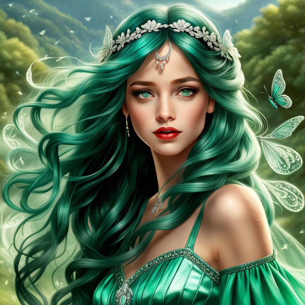 Fairy in Hand, Digital Oil and Watercolor Painting