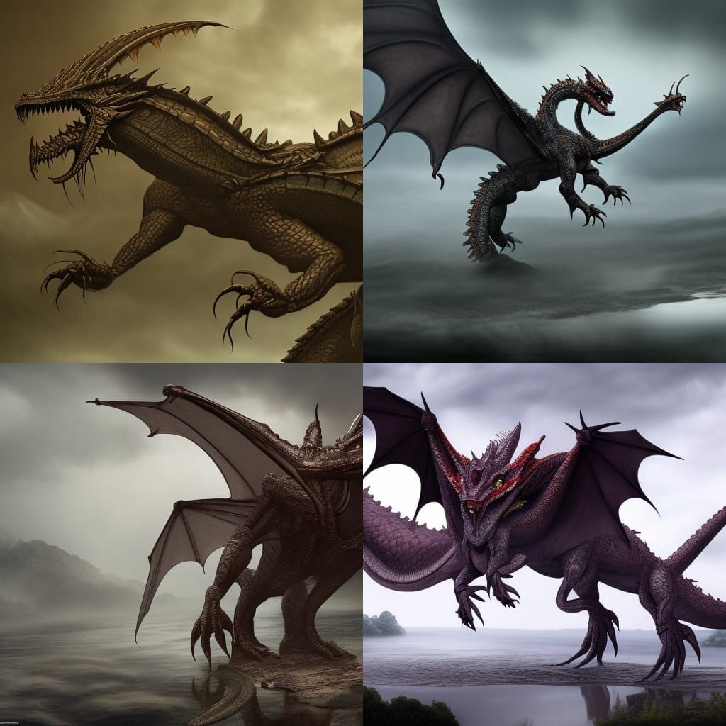 Epic Mudwing Dragon: Dramatic Digital Matte Painting
