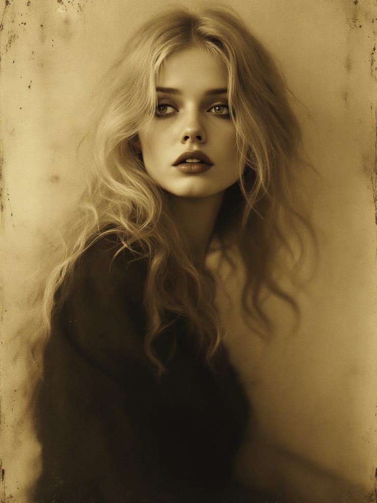 1950s Pin-Up Woman in Ethereal Gothic Soft Focus