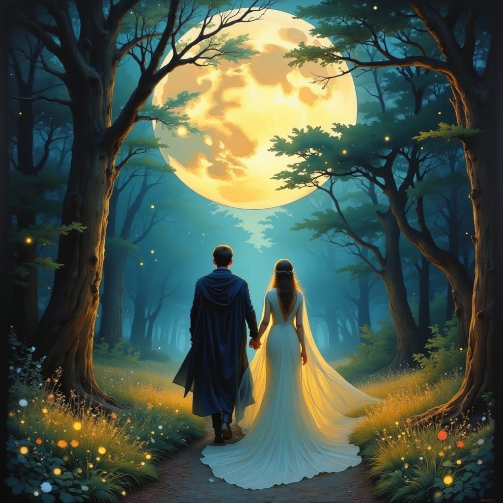 Enchanted Forest Couple in Dreamlike Fantasy Art