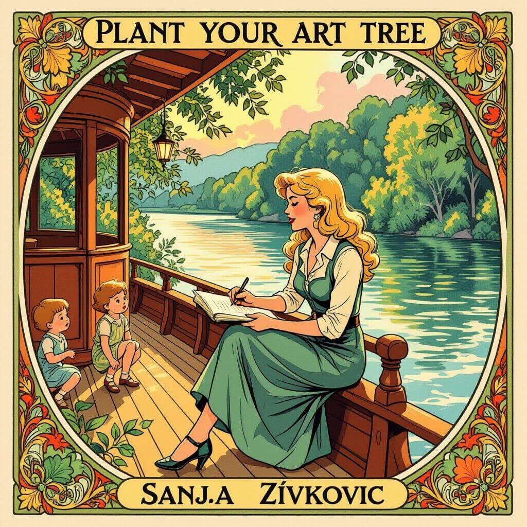 Art Nouveau Comic Panel: Sanja Writer Detective