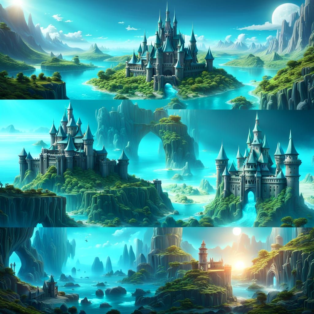 Ethereal Castle in a Mystical Paradise