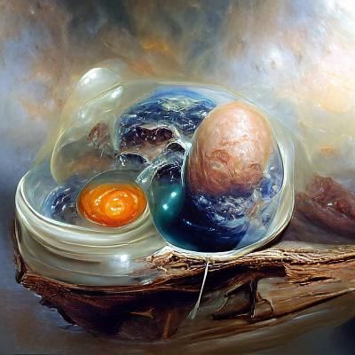 Primordial Egg Universe: Oil Painting