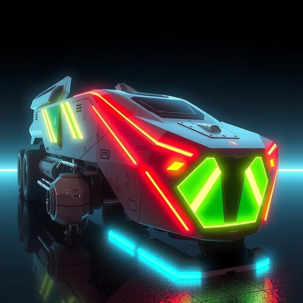 High-Tech Cyberpunk Vehicle Design in Futuristic Aesthetic
