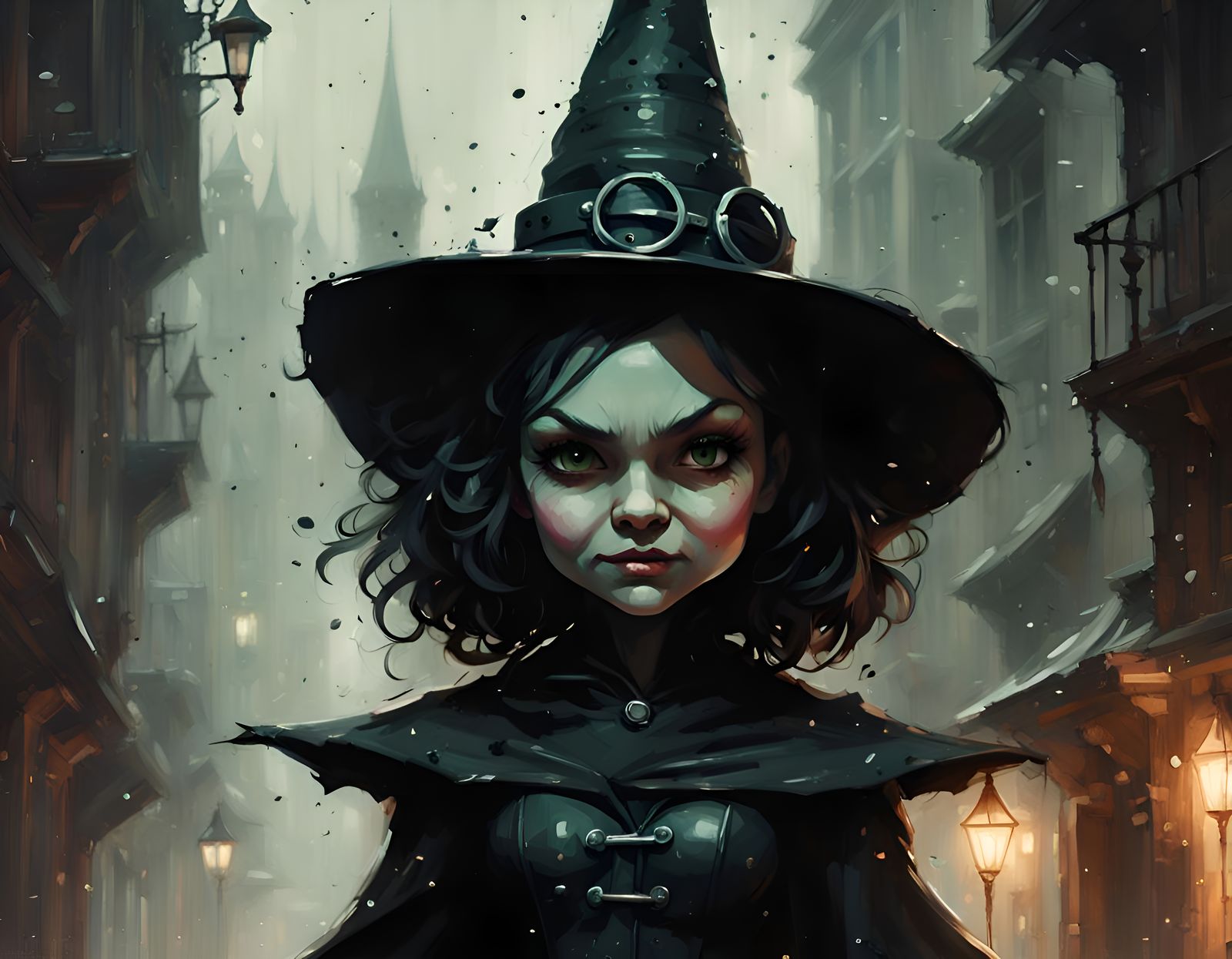 Chibi Wicked Witch Portrait in Graffiti Art Style