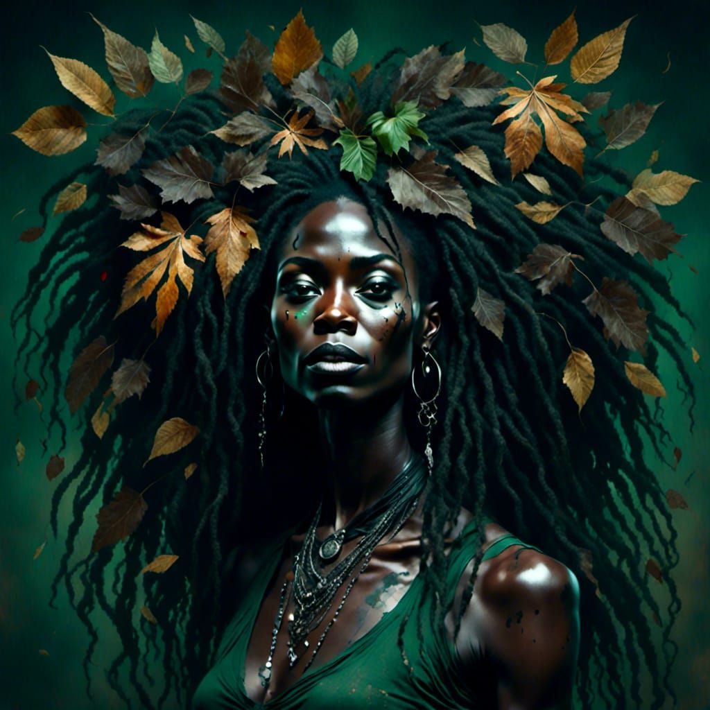 Tired Earth Goddess in Autumnal Setting