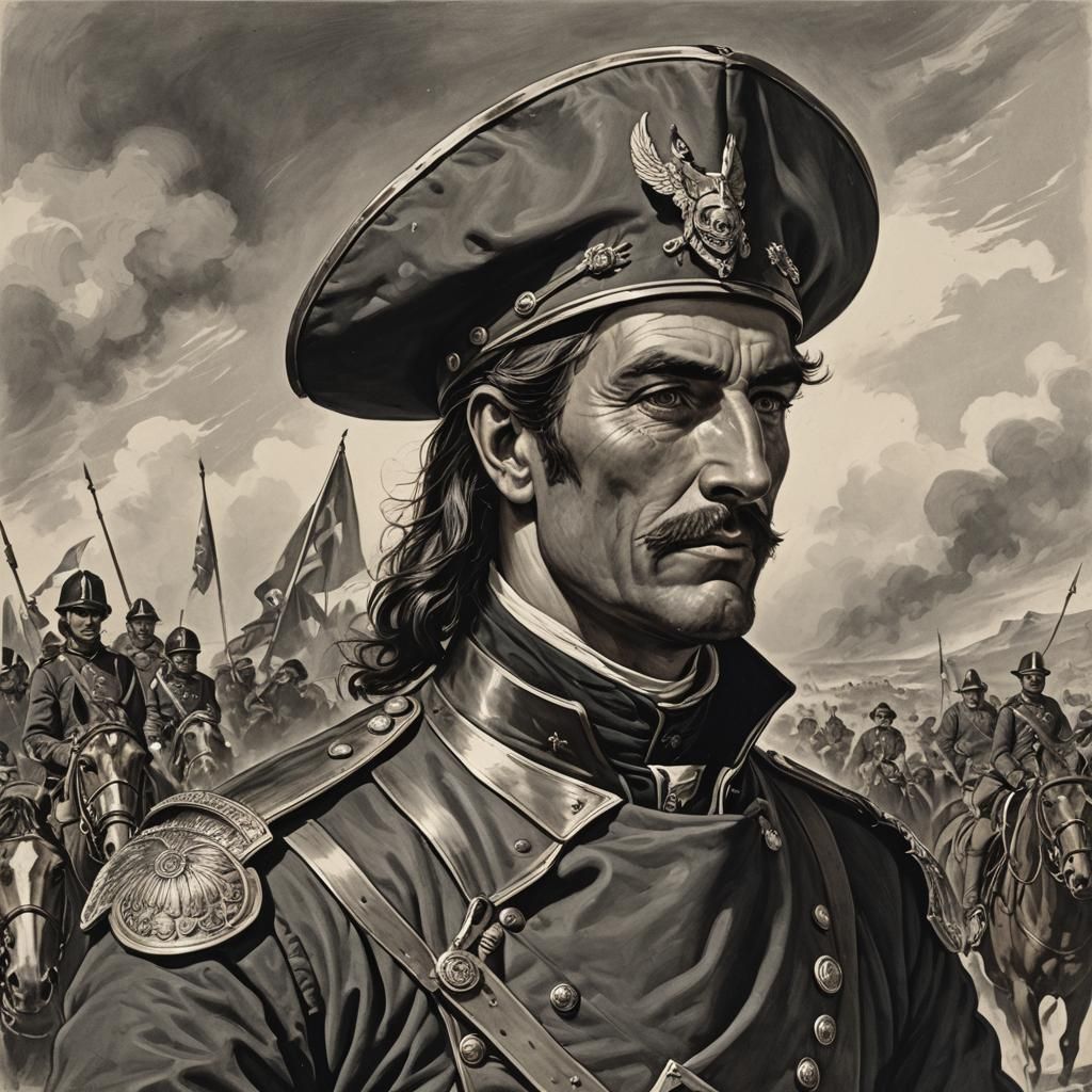 Cavalry Leader Charges into Battle