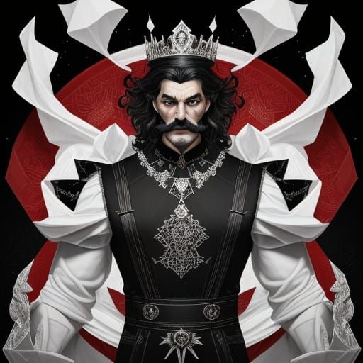 Origami Paper Monarch of Heroism in Playing Card Style