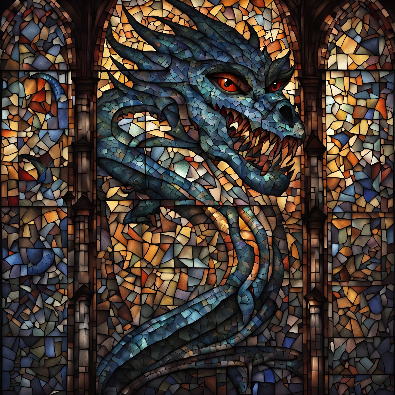 Ethereal Victorian Mansion in Twilight, Haunted by Mosaics o...