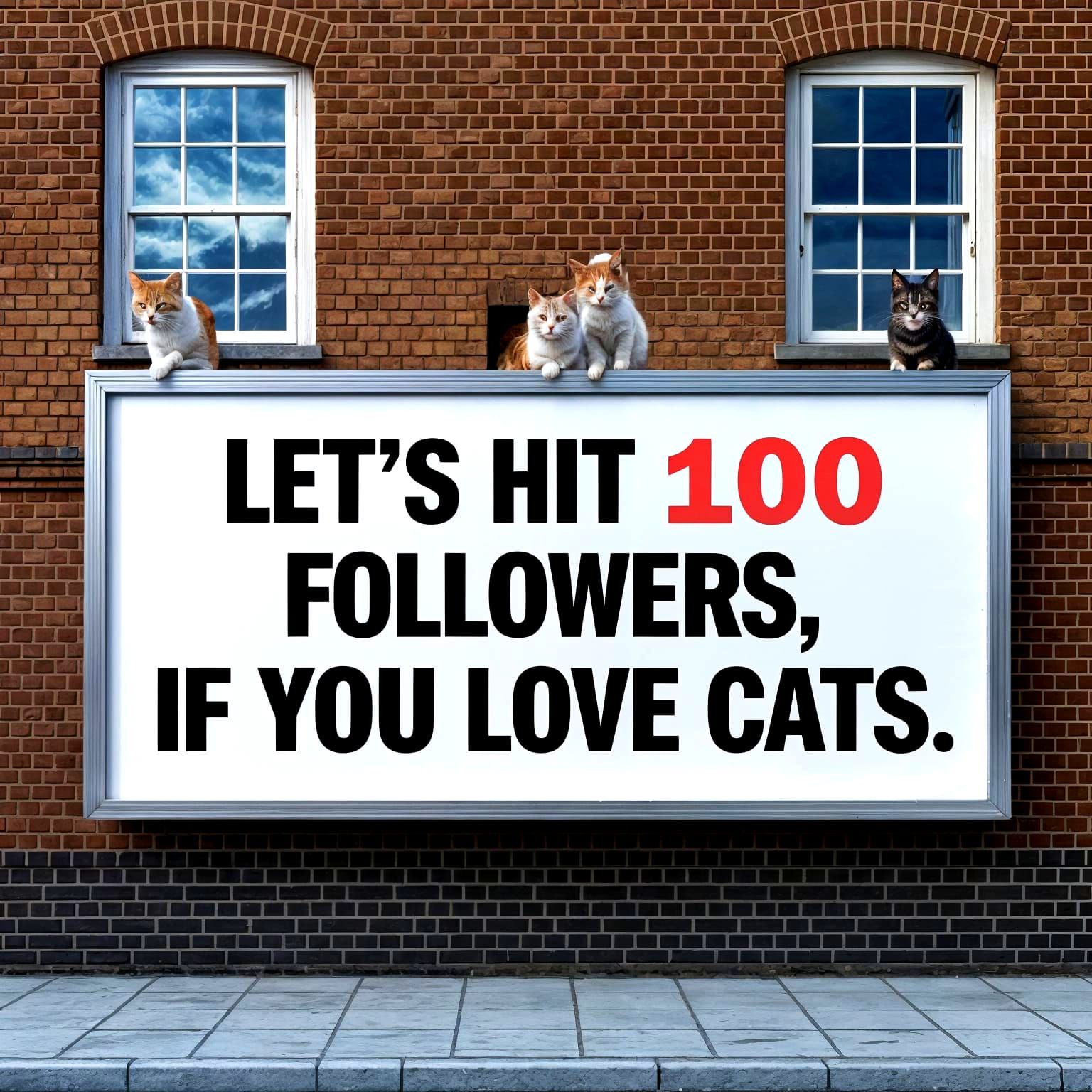 Billboard Banner For Cat Lovers To Reach 100 Followers