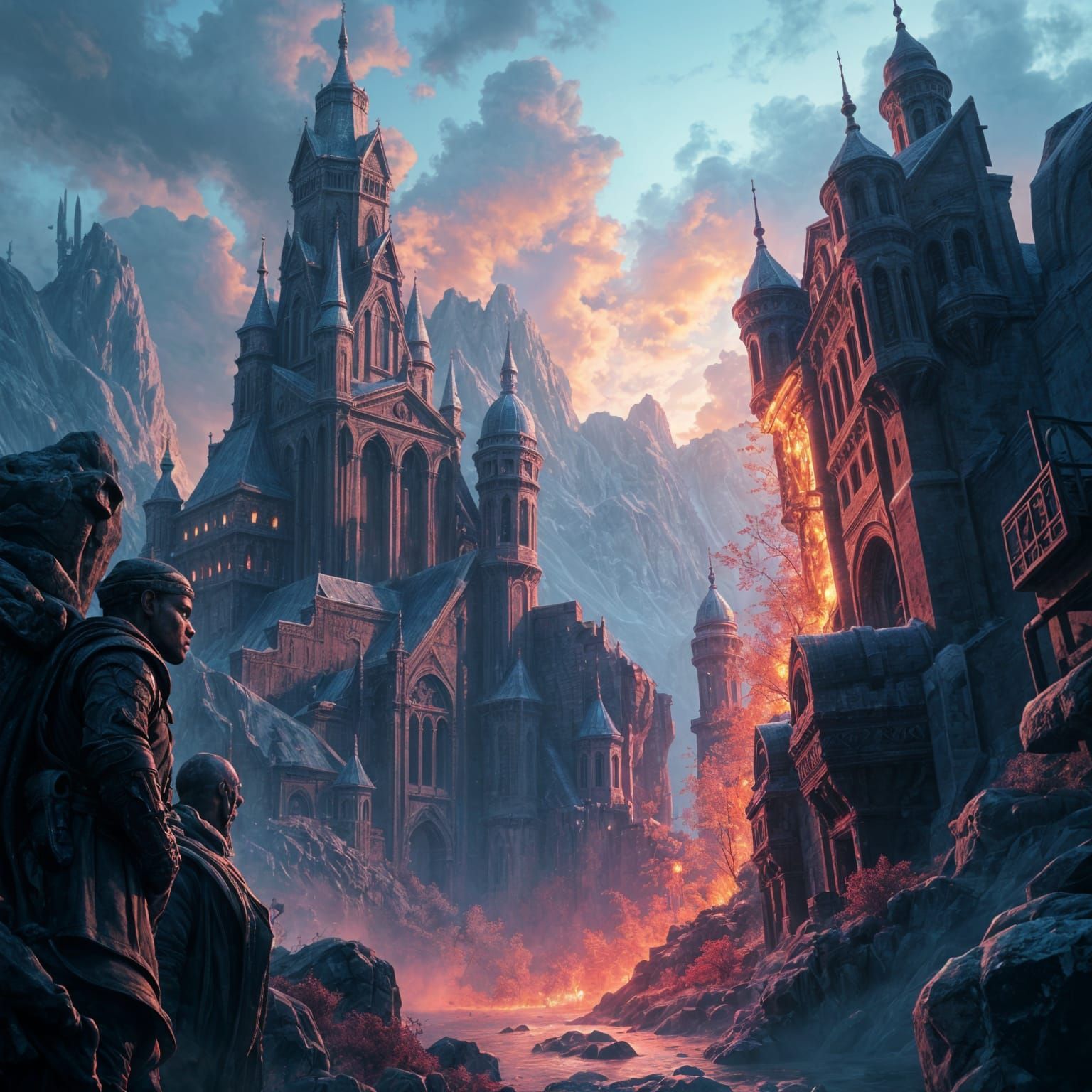 Ethereal Fantasy Landscape in Deep Color and Intricate Detai...