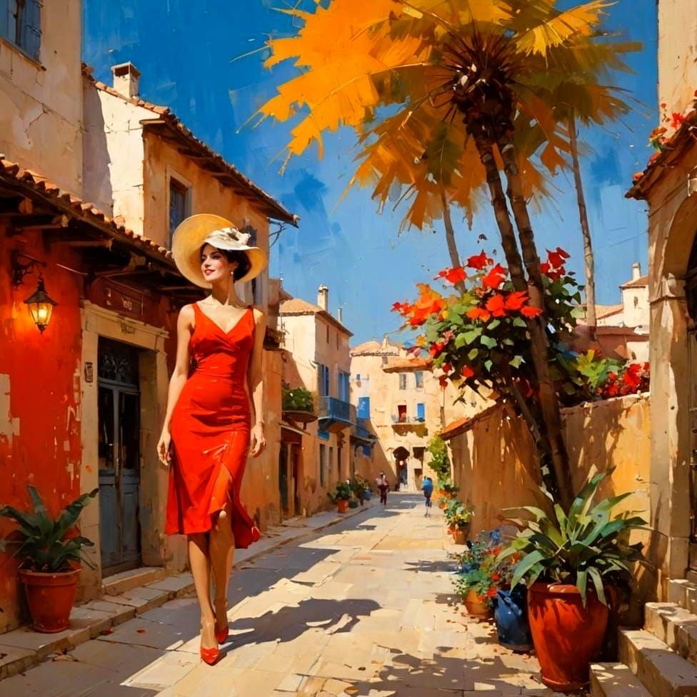 Extravagant Woman in Surreal Landscape, Classic Portraiture