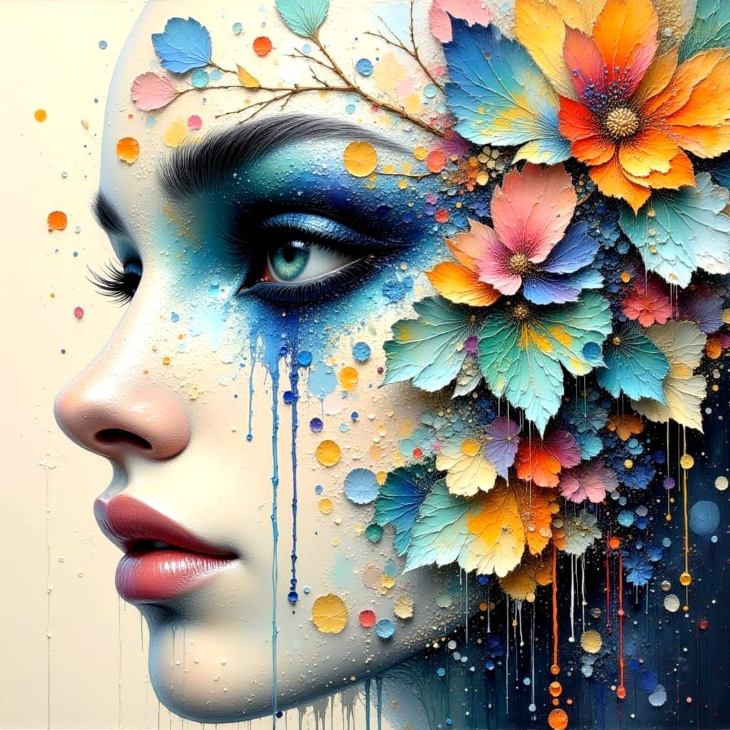 Volumetric Oil Painting with Impasto and Ink Sketches