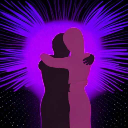 Cosmic Embrace: Genderless Silhouettes in Synthwave Style