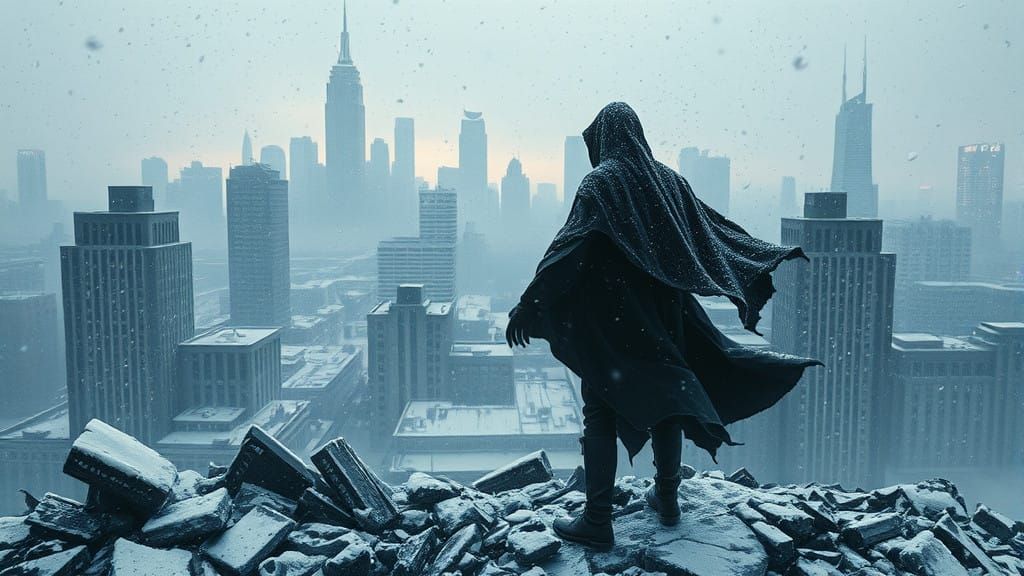 Cyberpunk Horror Figure Reveals a Desolate City in a Blizzar...