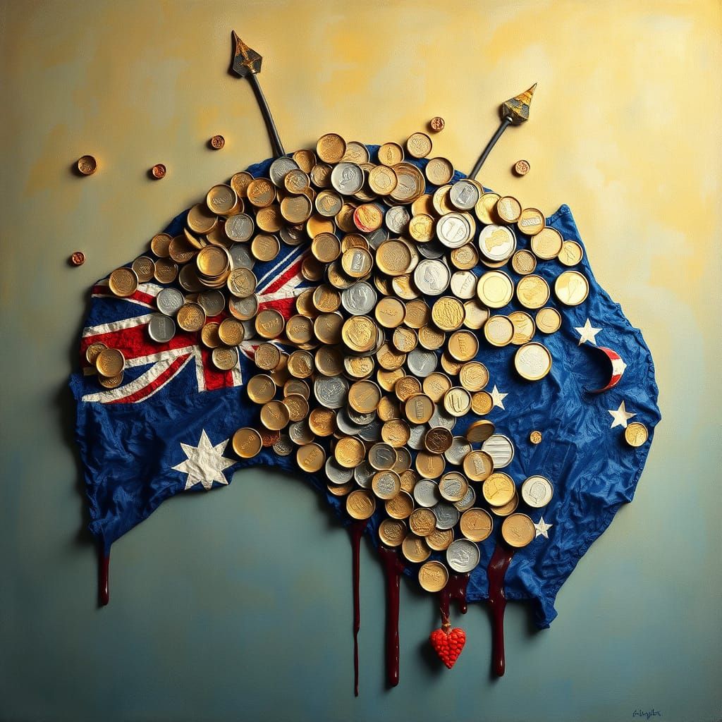 Australian Flag Made of Melting Coins