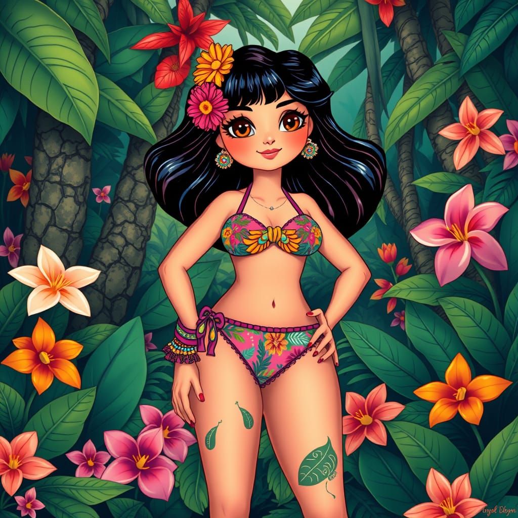 Dora the Explorer in Bikini, Illustrated Style