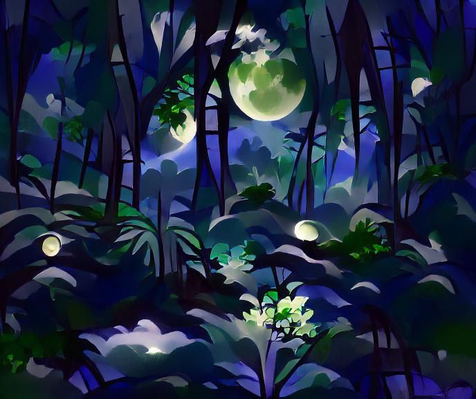 Moonlit Forest: A Tranquil AI-Generated Scene